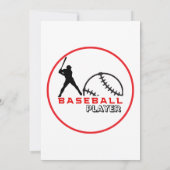 レッドブラックベースボールガールボーイバースデーパーティー 招待状