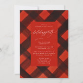 レッドブラックペイントプレイドクリスマスホリデーパーティー 招待状 (正面)