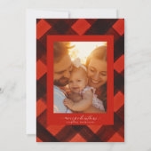 レッドブラックペイントプレイドクリスマスホリデーパーティー 招待状 (裏面)