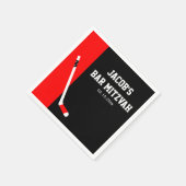 レッドブラックホッケーバーパーソナライズされた（ユダヤ教の）バル・ミツバー スタンダードカクテルナプキン (角)