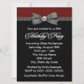 レッドブラックボウタイウーマンバースデーパーティー 招待状 (裏面)