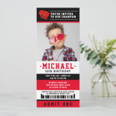 レッドブラックボクシングチケット誕生日写真 招待状 (スタンド正面)