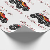 レッドブラックボーイズ誕生日モンスタートラック誕生日 ラッピングペーパー (角)