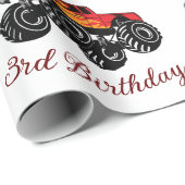 レッドブラックボーイズ誕生日モンスタートラック誕生日 ラッピングペーパー (ロールコーナー)