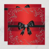 レッドブラックボーレッドブラックタイ企業のパーティーイベント 招待状 (正面/裏面)