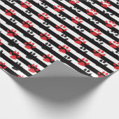 レッドブラックポークローオン白黒ストライプ ラッピングペーパー (角)