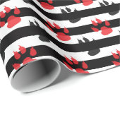 レッドブラックポークローオン白黒ストライプ ラッピングペーパー (ロールコーナー)