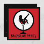 レッドブラックマティーニガール独身パーティー招待状 招待状 (正面/裏面)