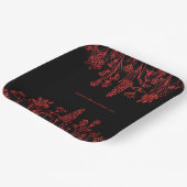 レッドブラックミニマルフローラモダンゴシック結婚ズ ペーパープレート (傾斜あり)