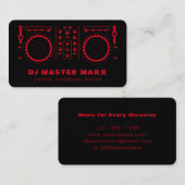 レッドブラックミュージックターンテーブルディスクジョッキーDJ 名刺 (正面/裏面)