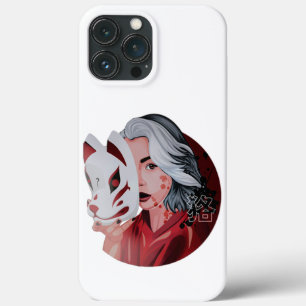 レッドブラックムジナイラストレーションiPhone 13プロケース iPhone 13 Pro Maxケース