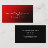 レッドブラックメイクアップアーティストスクリプト名刺 名刺 (正面/裏面)