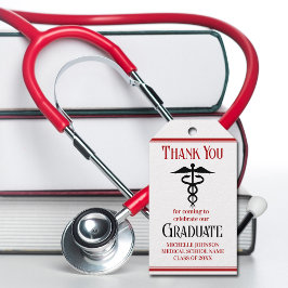 レッドブラックメディカルスクールカスタム卒業パーティー ギフトタグ