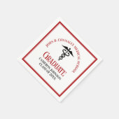 レッドブラックメディカルスクールカスタム卒業パーティー スタンダードカクテルナプキン (角)