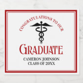 レッドブラックメディカルスクールカスタム卒業パーティー スパークリングワインラベル (シングルラベル)