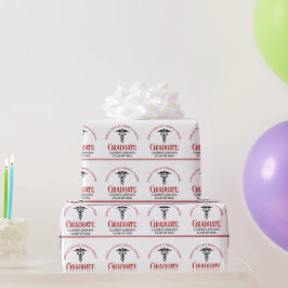 レッドブラックメディカルスクールカスタム卒業 ラッピングペーパー