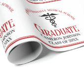 レッドブラックメディカルスクールカスタム卒業 ラッピングペーパー (ロールコーナー)