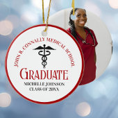 レッドブラックメディカルスクールフォトカスタム卒業 セラミックオーナメント