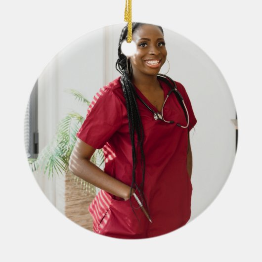 レッドブラックメディカルスクールフォトカスタム卒業 セラミックオーナメント (裏面)