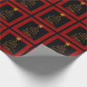 レッドブラックメリークリスマスツリーギフトラッピング紙 ラッピングペーパー (角)