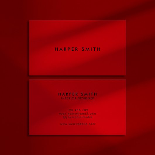 レッドブラックモダンミニマルプロフェッショナル 名刺