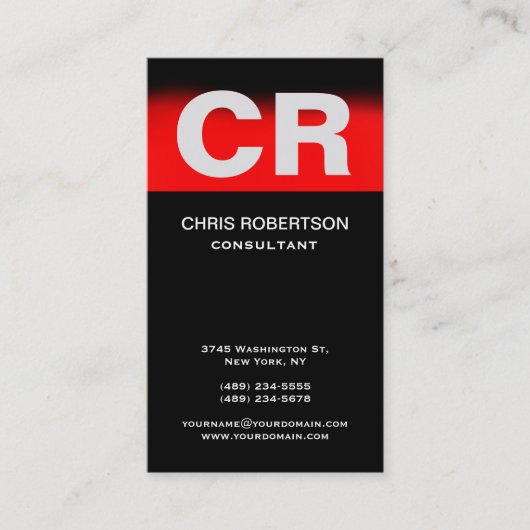 レッドブラックモノグラム標準の垂直名刺 名刺 (正面)