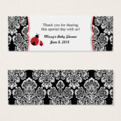 レッドブラックラディバグダマスクベビーシャワーメッセージカード (正面&裏面)