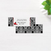 レッドブラックラディバグダマスクベビーシャワーメッセージカード (デスク)