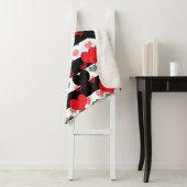 レッドブラックラブハートと白黒ストライプ シェルパブランケット (インサイチュ)