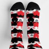 レッドブラックラブハートと白黒ストライプ ソックス (上部)