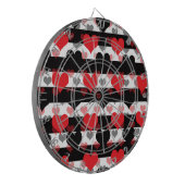 レッドブラックラブハートと白黒ストライプ ダーツボード (正面左)