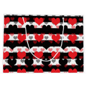 レッドブラックラブハートと白黒ストライプ ラージペーパーバッグ (裏面)