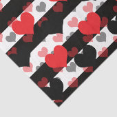 レッドブラックラブハートと白黒ストライプ 薄葉紙 (詳細)