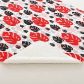 レッドブラックリーフイラストレーションパターンデザイン シェルパブランケット (3/4)