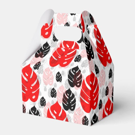 レッドブラックリーフイラストレーションパターンデザイン フェイバーボックス (正面サイド)