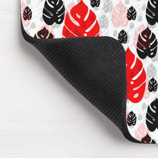 レッドブラックリーフイラストレーションパターンデザイン マウスパッド (コーナー)