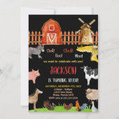 レッドブラックレッドファームアニマルズ誕生日招待状 招待状 (正面)