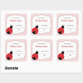 レッドブラックレディバグ蔵書票/ブックシャワーを持って来る スクエアシール (シート)