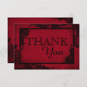 レッドブラックレースゴシッ結婚クサンキューカード サンキューカード (正面/裏面)