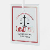 レッドブラックロースクール卒業クリスマス ガラスオーナメント (正面左)