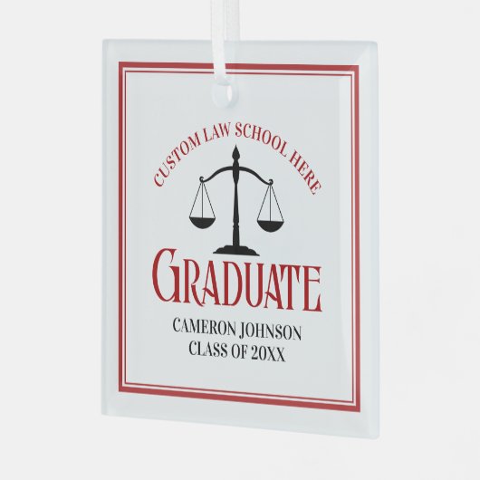 レッドブラックロースクール卒業クリスマス ガラスオーナメント (正面左)