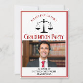 レッドブラックロースクール卒業写真パーティー 招待状 (正面)