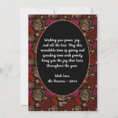 レッドブラックワンラインアートクリスマスファミリー写真 シーズンカード (裏面)