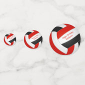 レッドブラック女子ボーイズバレーボール誕生日パーティー コンフェッティ (正面)