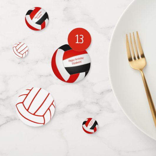 レッドブラック女子ボーイズバレーボール誕生日パーティー コンフェッティ (グループ)