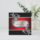 レッドブラック女性40歳の誕生日 招待状 (スタンド正面)