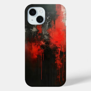 レッドブラック抽象芸術アート iPhone 15ケース