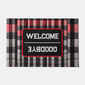 レッドブラック抽象芸術プレイドコレクシモダンョン ドアマット (正面)