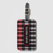 レッドブラック抽象芸術プレイドコレクシモダンョン ラゲッジタグ (正面縦)
