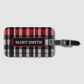 レッドブラック抽象芸術プレイドコレクシモダンョン ラゲッジタグ (正面横)